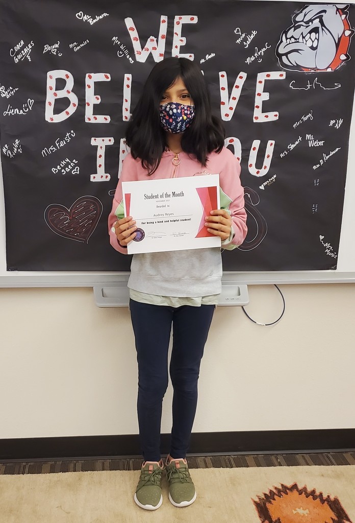 4th Grade Student of the Month - Aubrey Reyes
