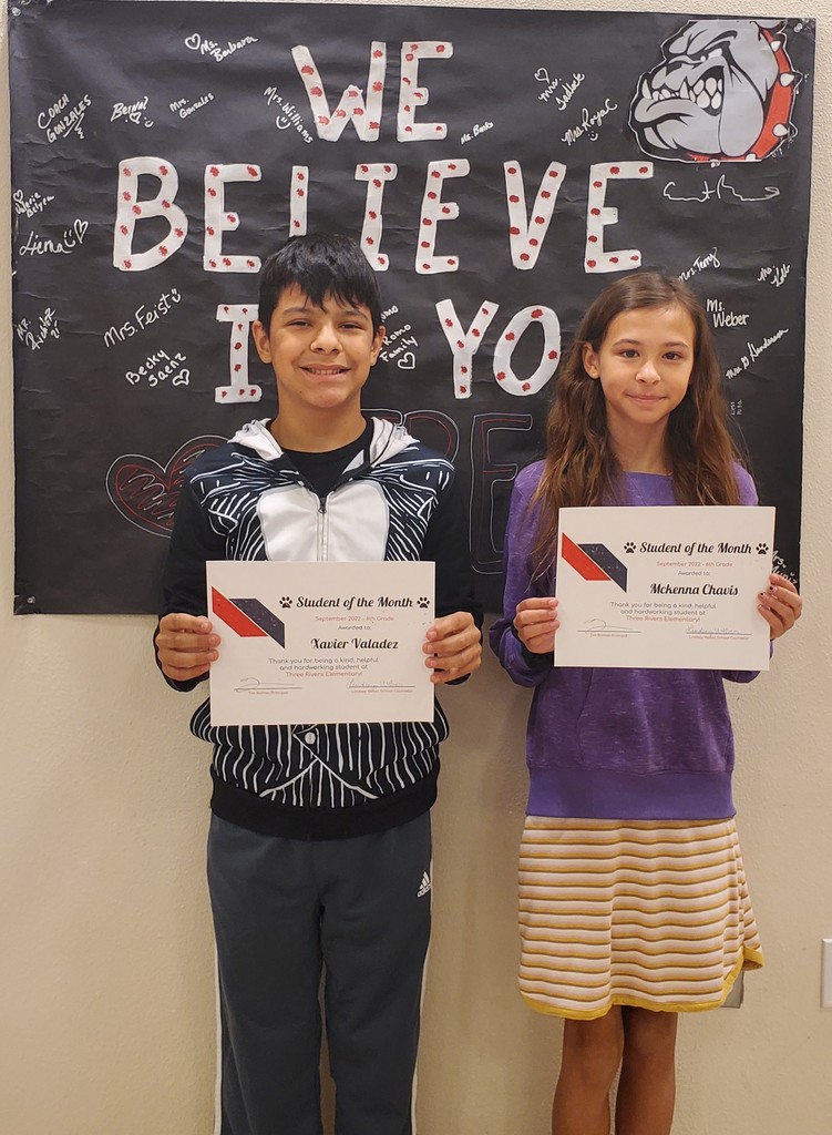 6th Grade SOM: Mckenna Chavis and Xavier Valdez
